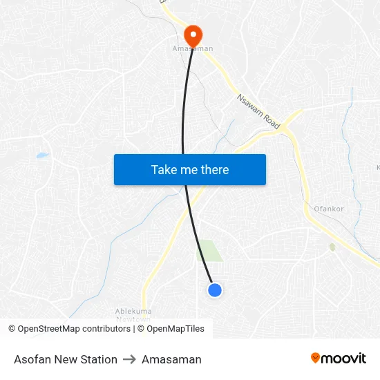 Asofan New Station to Amasaman map
