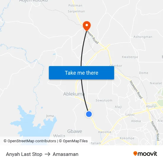 Anyah Last Stop to Amasaman map