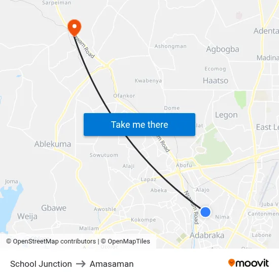 School Junction to Amasaman map