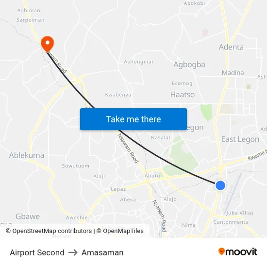 Airport Second to Amasaman map