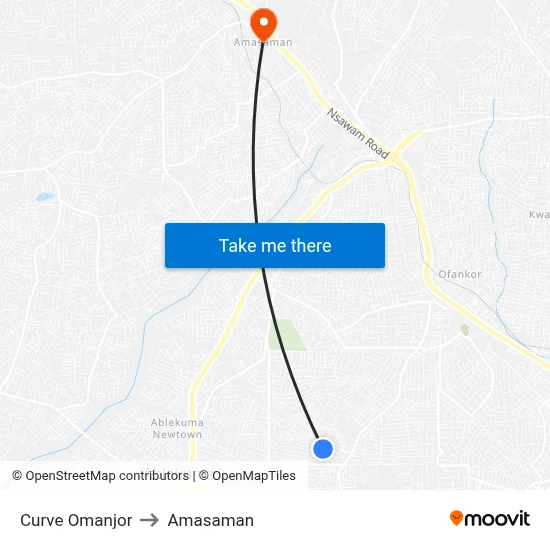 Curve Omanjor to Amasaman map