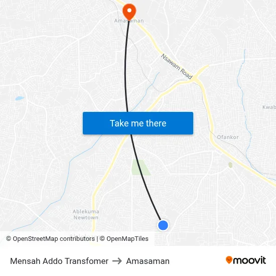 Mensah Addo Transfomer to Amasaman map
