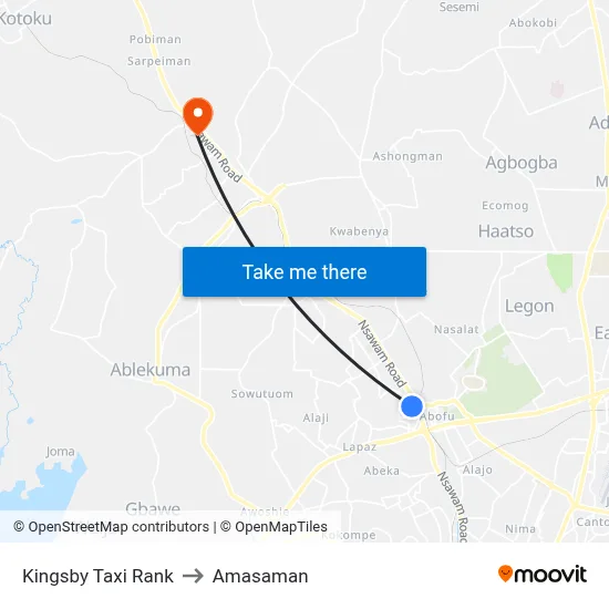 Kingsby Taxi Rank to Amasaman map