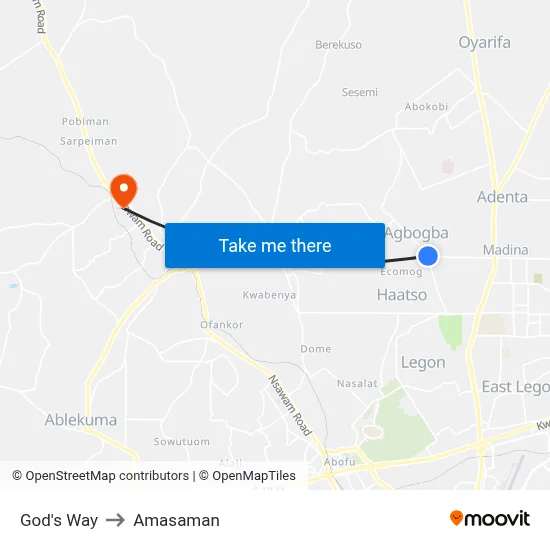 God's Way to Amasaman map