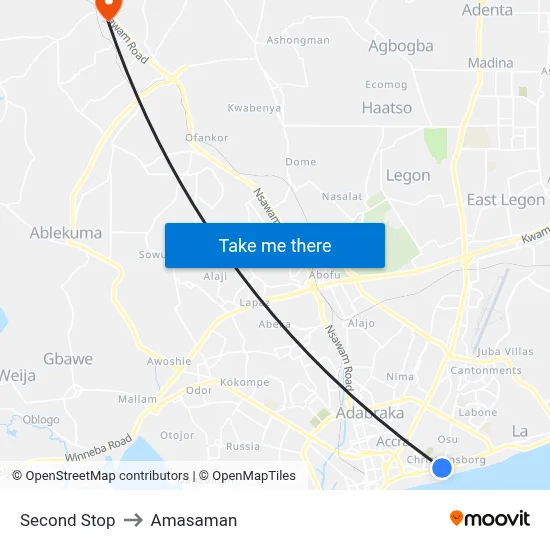 Second Stop to Amasaman map