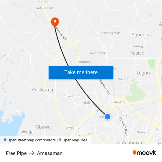 Free Pipe to Amasaman map