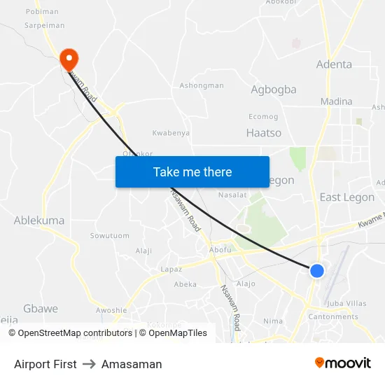 Airport First to Amasaman map
