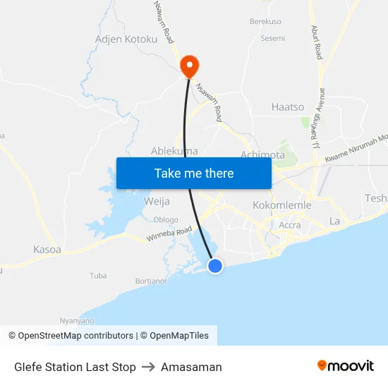 Glefe Station Last Stop to Amasaman map