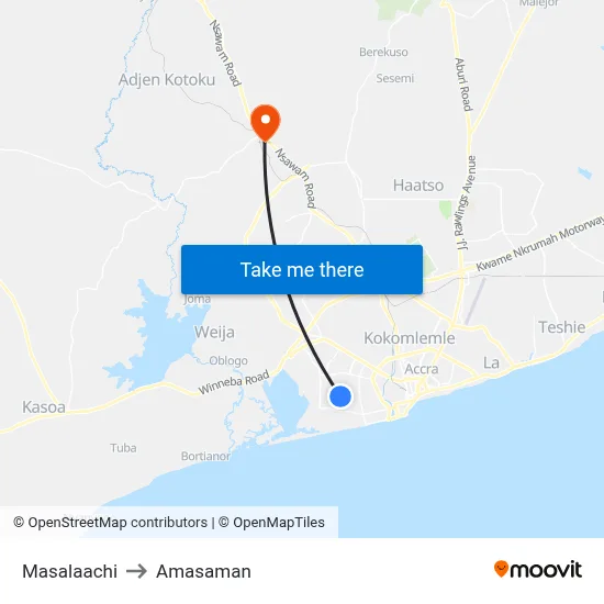 Masalaachi to Amasaman map