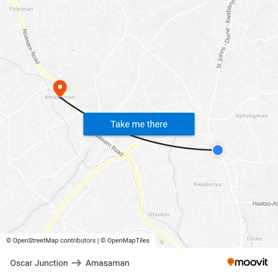 Oscar Junction to Amasaman map