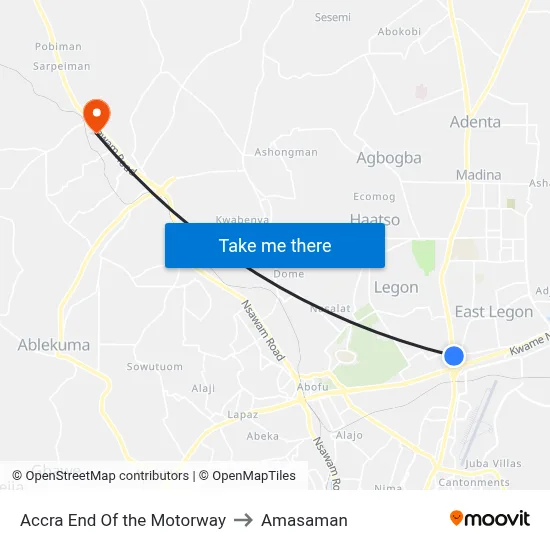 Accra End Of the Motorway to Amasaman map