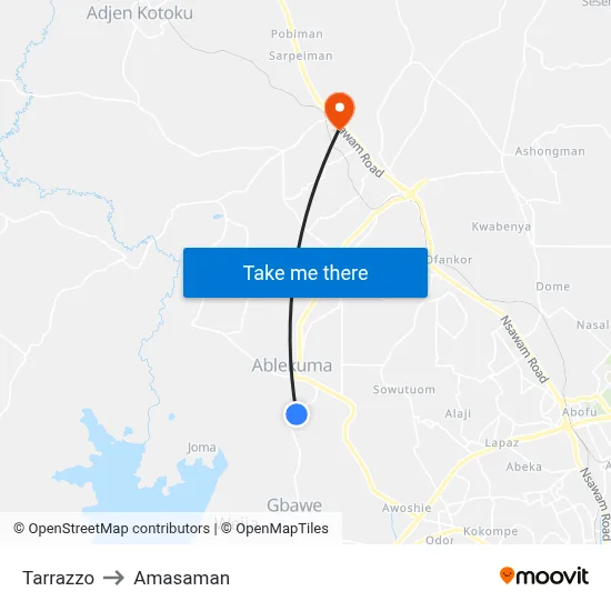Tarrazzo to Amasaman map