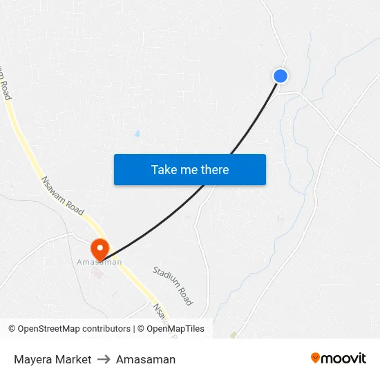 Mayera Market to Amasaman map