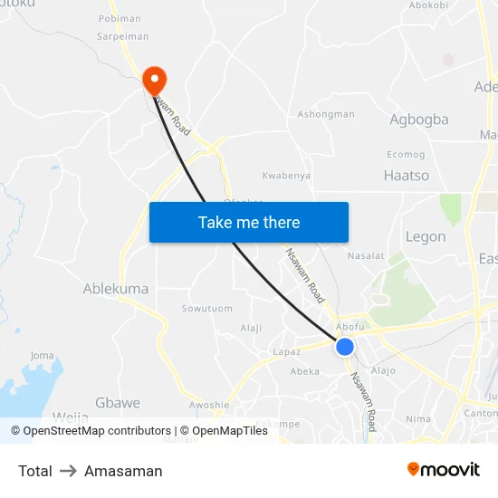 Total to Amasaman map