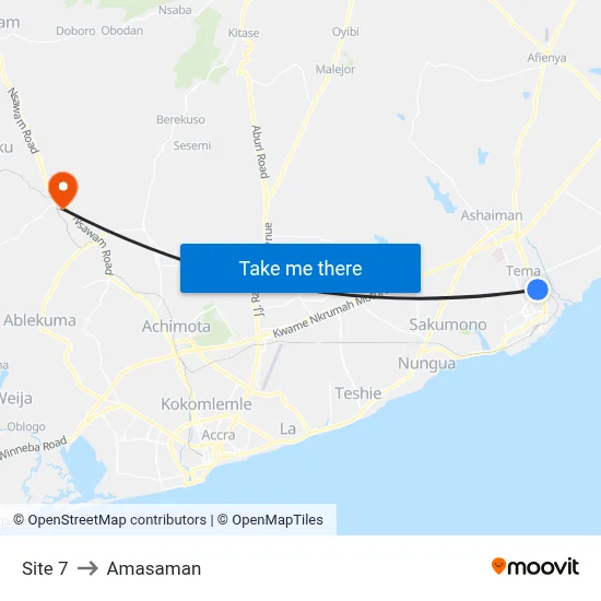 Site 7 to Amasaman map