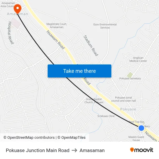 Pokuase Junction Main Road to Amasaman map