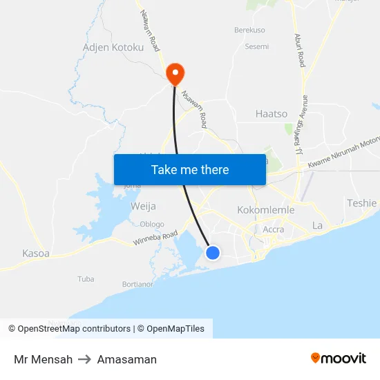Mr Mensah to Amasaman map
