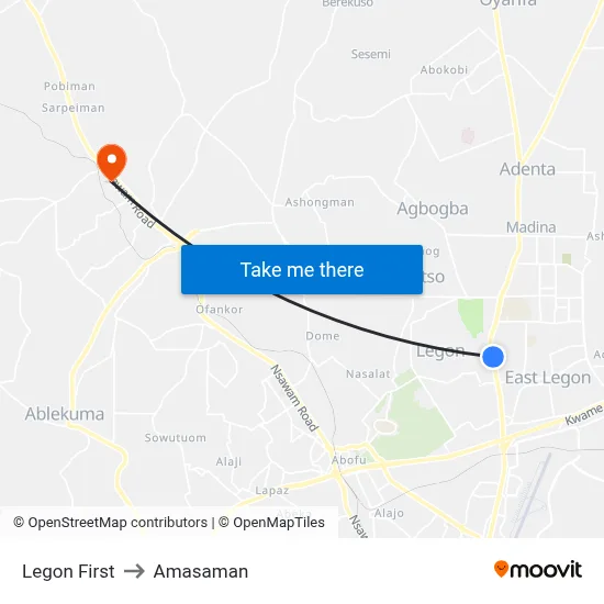 Legon First to Amasaman map