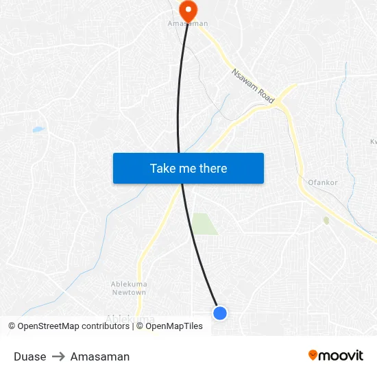 Duase to Amasaman map