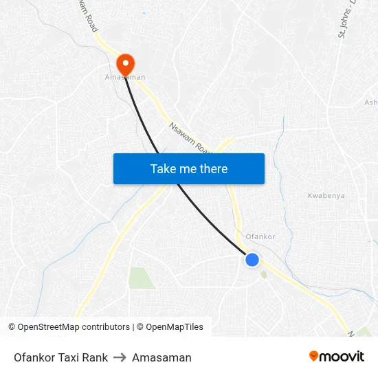 Ofankor Taxi Rank to Amasaman map