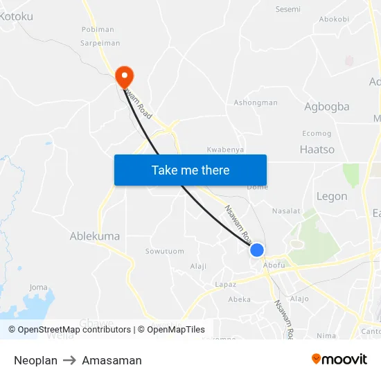 Neoplan to Amasaman map
