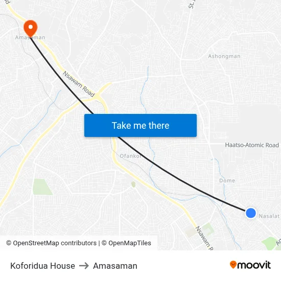 Koforidua House to Amasaman map