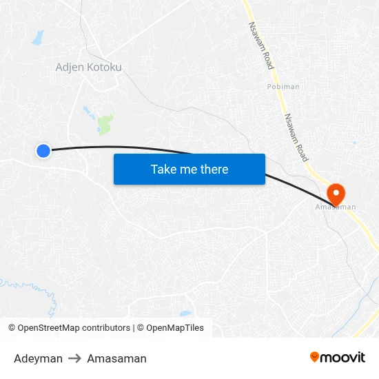 Adeyman to Amasaman map