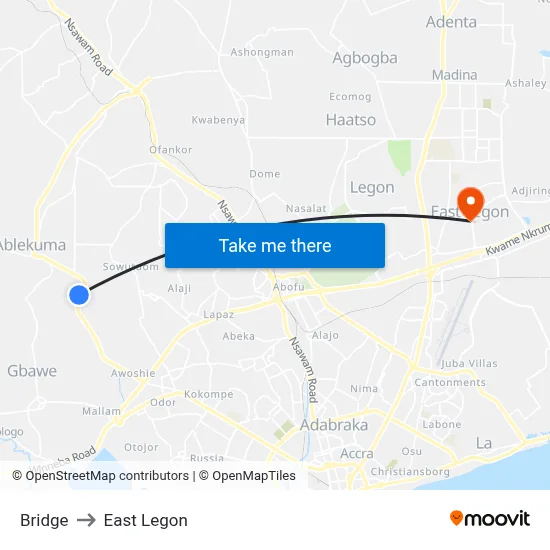 Bridge to East Legon map