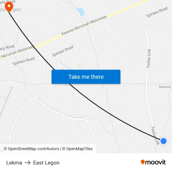 Lekma to East Legon map