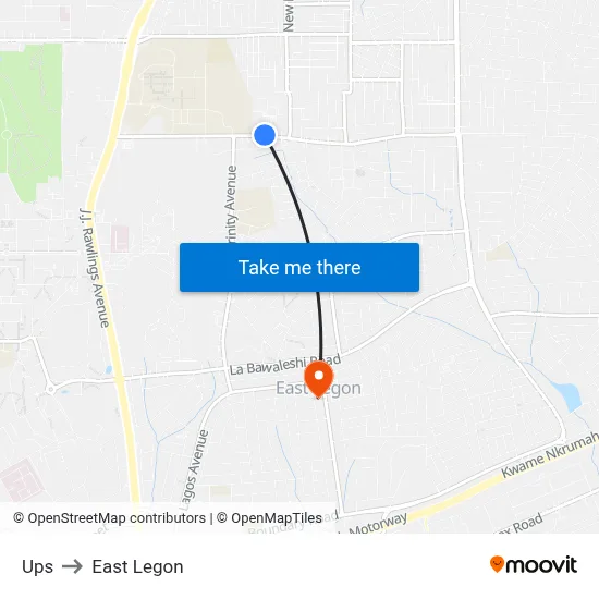 Ups to East Legon map