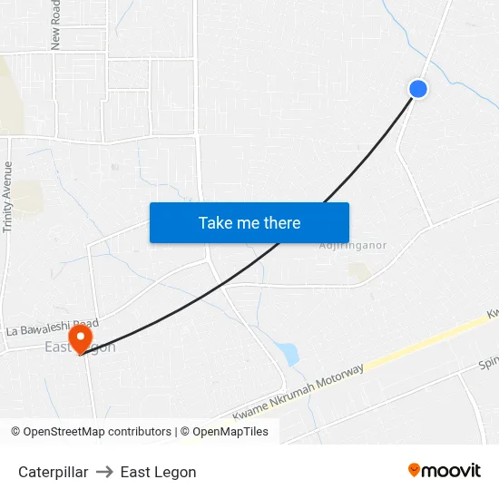 Caterpillar to East Legon map