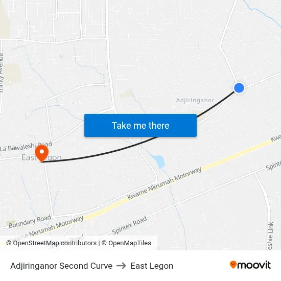Adjiringanor Second Curve to East Legon map