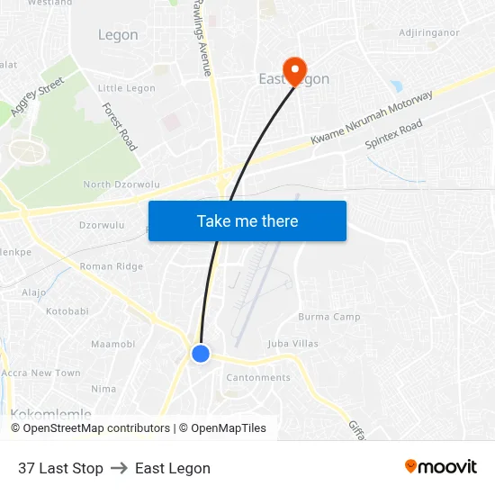 37 Last Stop to East Legon map