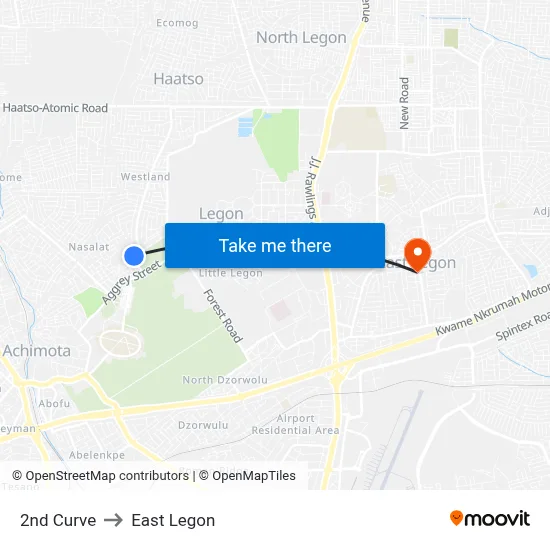2nd Curve to East Legon map