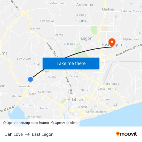 Jah Love to East Legon map