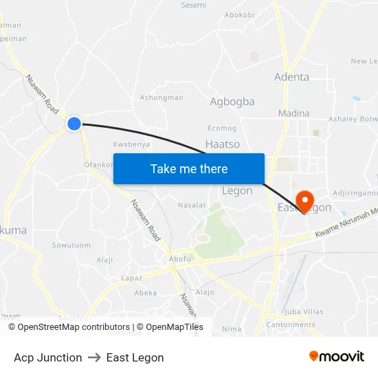 Acp Junction to East Legon map