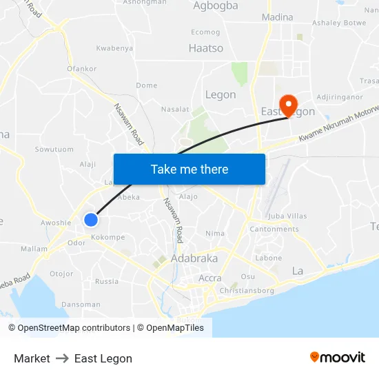 Market to East Legon map