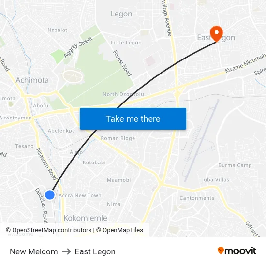 New Melcom to East Legon map