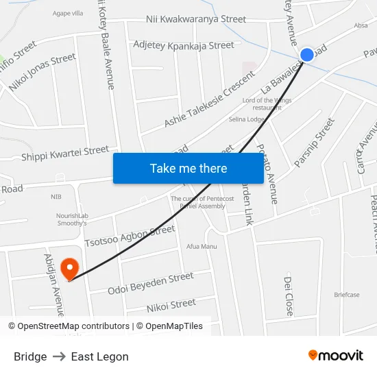 Bridge to East Legon map