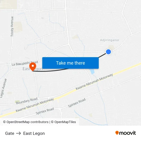 Gate to East Legon map