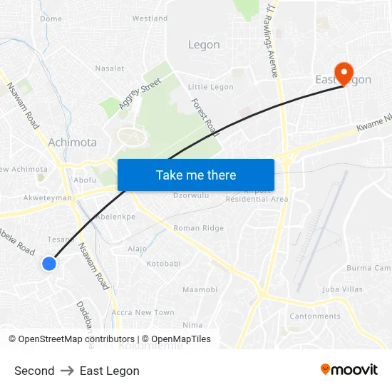 Second to East Legon map