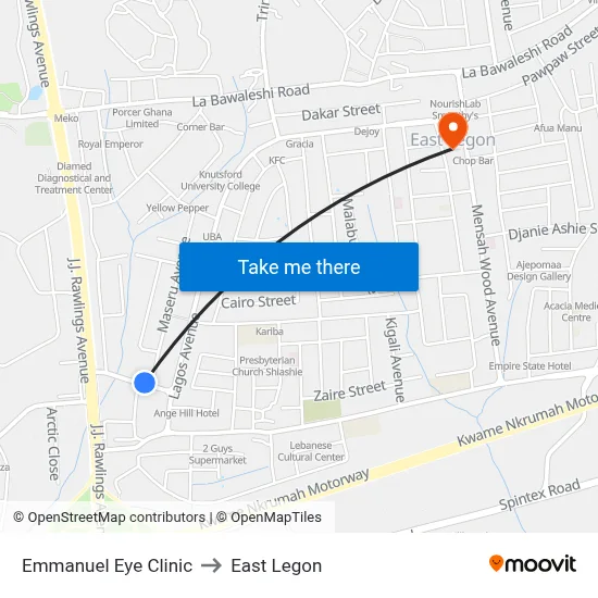 Emmanuel Eye Clinic to East Legon map
