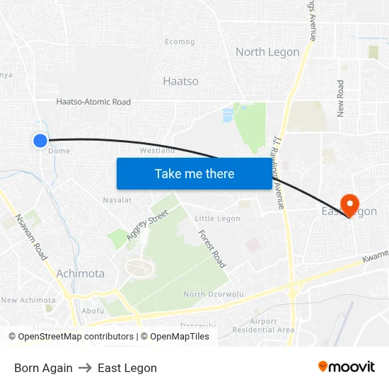 Born Again to East Legon map