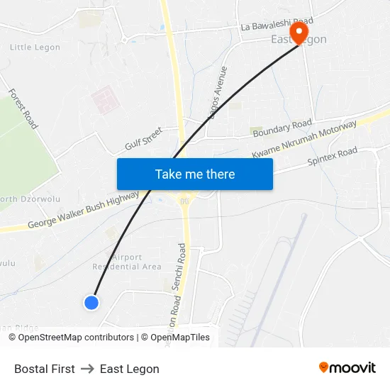 Bostal First to East Legon map
