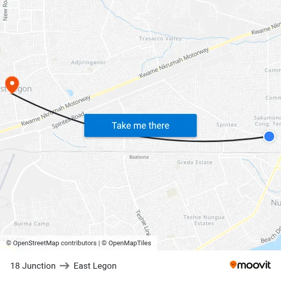 18 Junction to East Legon map