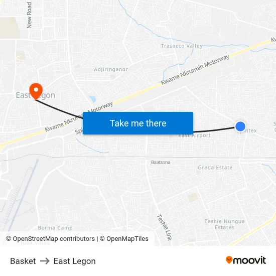 Basket to East Legon map