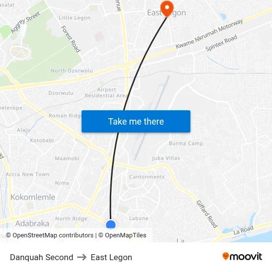 Danquah Second to East Legon map