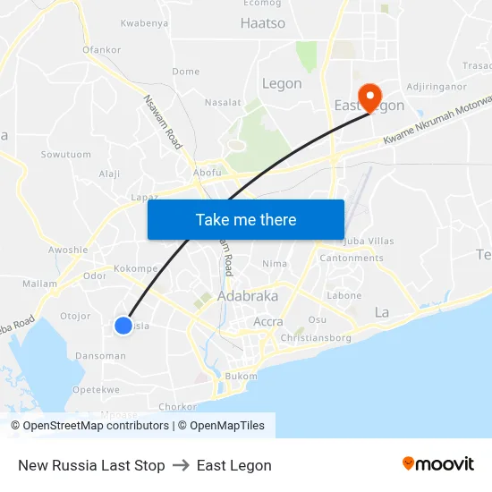 New Russia Last Stop to East Legon map