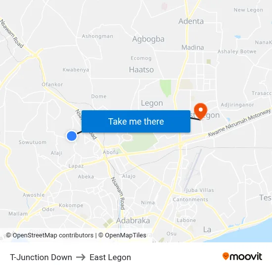 T-Junction Down to East Legon map