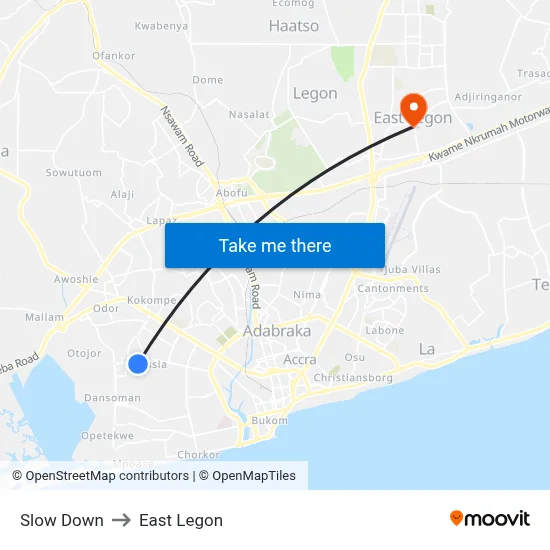 Slow Down to East Legon map